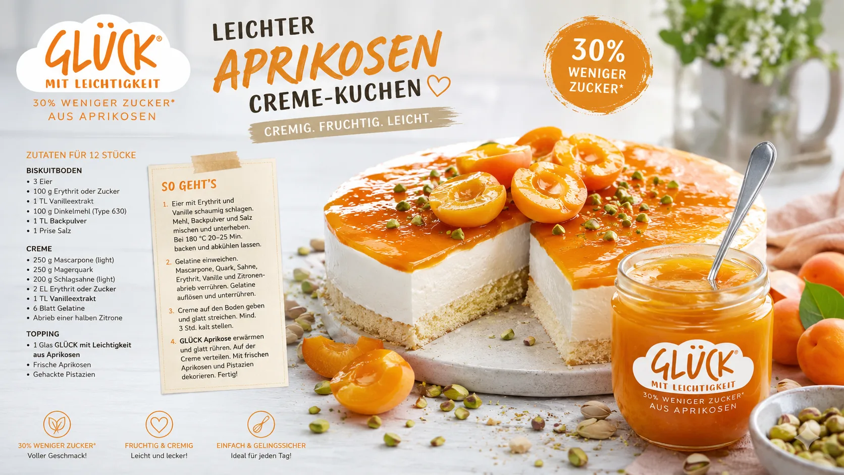 GLÜCK Aprikosen Creme-Kuchen Kampagne