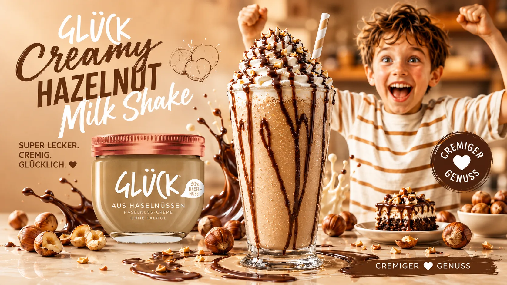 GLÜCK Creamy Hazelnut Milkshake Kampagne